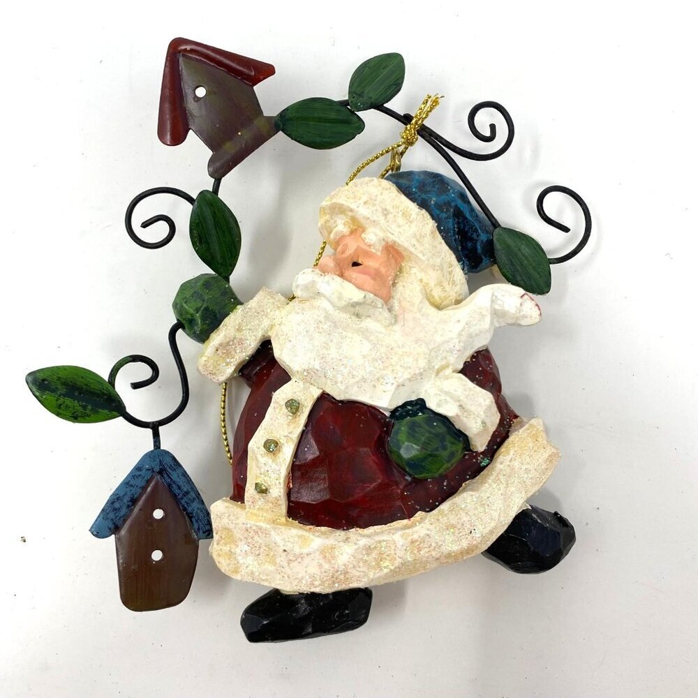 Costco Whimsical Ornament Rustic Country Farmhouse Santa And Birdhouse
